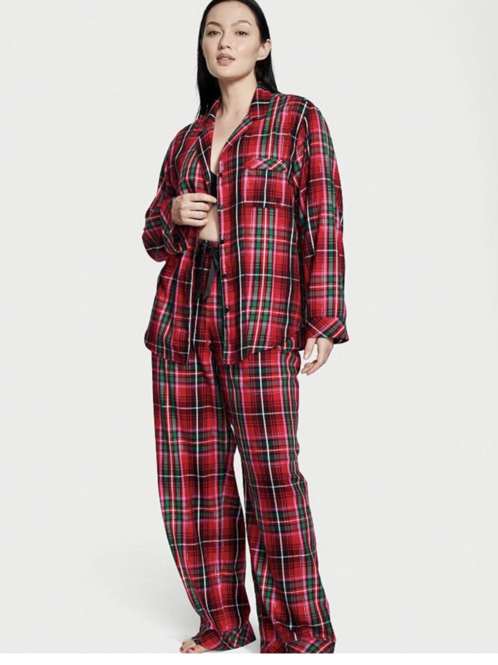 NEW Victoria's Secret Lightweight Tartan Flannel Holiday Pajama Set - Picture 2 of 8